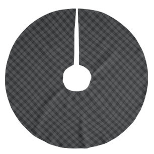 Grau-Schwarz-Tartan Polyester Weihnachtsbaumdecke