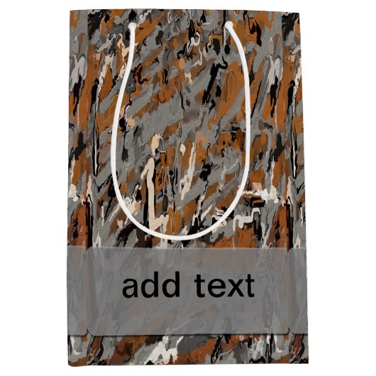 Grau, Schwarz und Karamelll Abstrakt Mittlere Geschenktüte (Vorderseite)