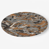 Grau, Schwarz und Karamelll Abstrakt Pappteller (Schrägansicht)