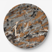 Grau, Schwarz und Karamelll Abstrakt Pappteller (Vorderseite)