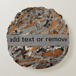 Grau, Schwarz und Karamelll Abstrakt Rundes Kissen