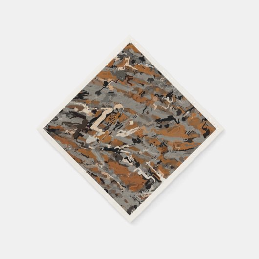 Grau, Schwarz und Karamelll Abstrakt Serviette (Ecke)