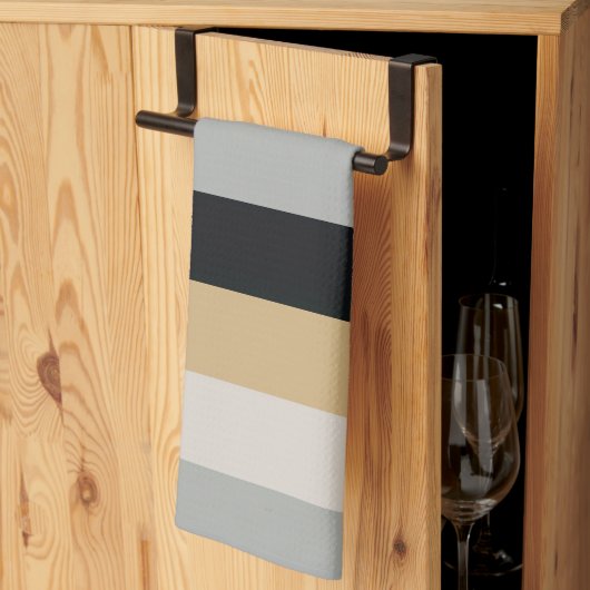 Grau, Schwarz und Tan Geschirrtuch (Drittel gefaltet)