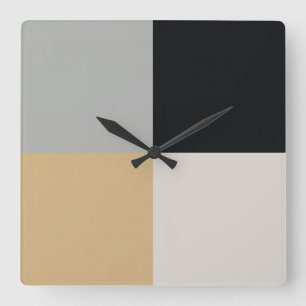 Grau, Schwarz und Tan Quadratische Wanduhr