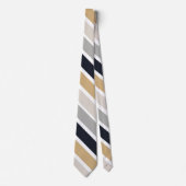 Grau, Schwarz und Tan Stripes Neck Tie Krawatte (Vorderseite)