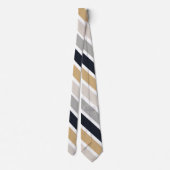 Grau, Schwarz und Tan Stripes Neck Tie Krawatte (Rückseite)