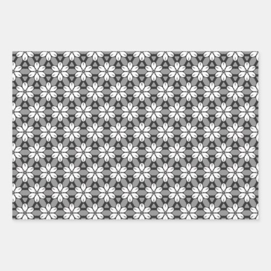Grau, Schwarz und Weiß Geschenkpapier Set (Vorderseite)