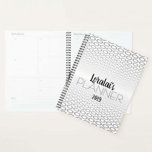 Grau-, Schwarz- und Weißkreismuster Planer (Anzeige)