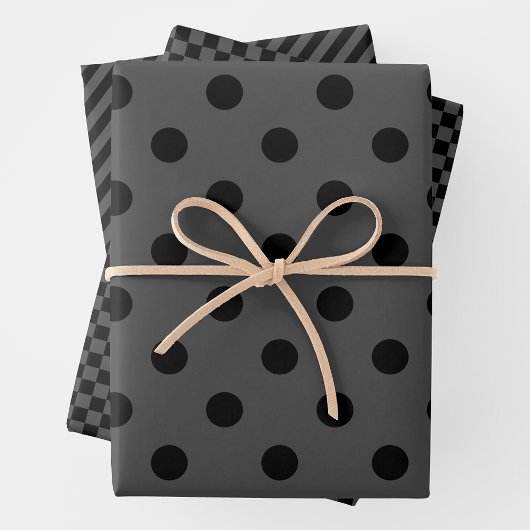 Grau & Schwarz Verpackungspapiere Geschenkpapier Set