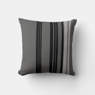 Grau, Schwarz-Vintager Streifen-Kunst-Entwurf Kissen