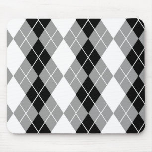 Grau Schwarz Weiß Argyle Diamant Design Mousepad