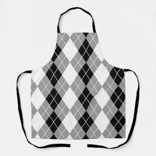 Grau Schwarz Weiß Argyle Diamant Design Schürze