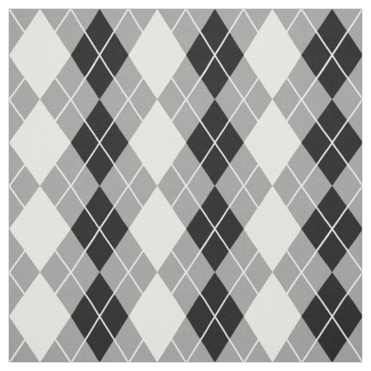 Grau Schwarz Weiß Argyle Diamant Design Stoff (Muster)