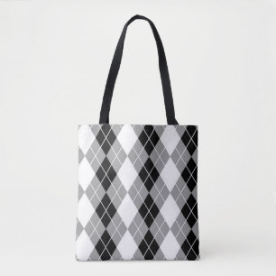 Grau Schwarz Weiß Argyle-Diamant-Design Tasche