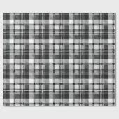 Grau Schwarz Weiß Madras Karo Design Geschenkpapier (Flach)