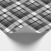 Grau Schwarz Weiß Madras Karo Design Geschenkpapier (Ecke)