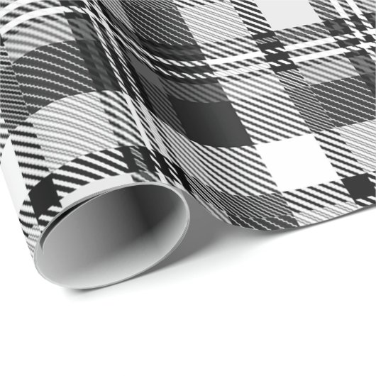 Grau Schwarz Weiß Madras Karo Design Geschenkpapier (Rolleneckpunkt)