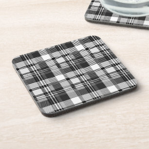 Grau Schwarz Weiß Madras Karo Design  Getränkeuntersetzer
