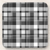 Grau Schwarz Weiß Madras Karo Design  Getränkeuntersetzer (Vorderseite)