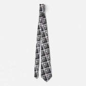 Grau Schwarz Weiß Madras Karo Design  Krawatte (Rückseite)