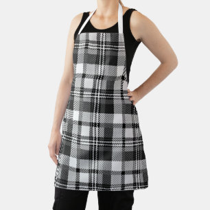 Grau Schwarz Weiß Madras Karo Design Schürze