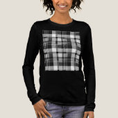 Grau Schwarz Weiß Madras Karo Design  Tri-Blend Shirt (Vorderseite)