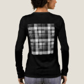 Grau Schwarz Weiß Madras Karo Design  Tri-Blend Shirt (Rückseite)