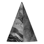 Grau Schwarz-weiß Marble Agate Silver Glitzer Glam Partyhütchen (Rückseite)
