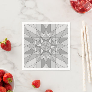 Grau Schwarz Weiß Mosaik Dreieck Retro Muster Serviette