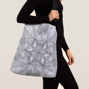 Grau Schwarz Weiß Mosaik Dreieck retro Muster Tragetaschen Mit Langen Trägern