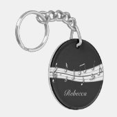 Grau-Schwarz-Weiß-Noten Schlüsselanhänger (Vorderseite links)