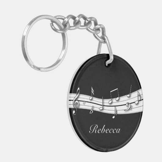 Grau-Schwarz-Weiß-Noten Schlüsselanhänger (Vorderseite links)