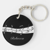 Grau-Schwarz-Weiß-Noten Schlüsselanhänger (Rückseite)