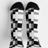 Grau-Schwarz-Weiß-Patchwork Socken (Oben)