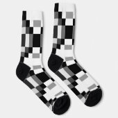 Grau-Schwarz-Weiß-Patchwork Socken (Rechts)