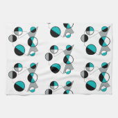 Grau, Schwarz, Weiß, Türkis Geometrisches Mod Retr Geschirrtuch (Horizontal)