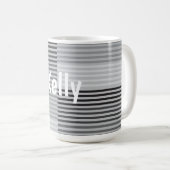 Grau, Schwarz, Weiße Streifen Kaffeetasse (VorderseiteRechts)