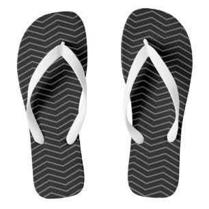 Grau schwarz Zigzag Wave Muster Flip Flops Badesandalen