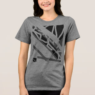 Grau-schwarze Diagonal-Formen Abstrakt Art MCM Loo Tri-Blend Shirt