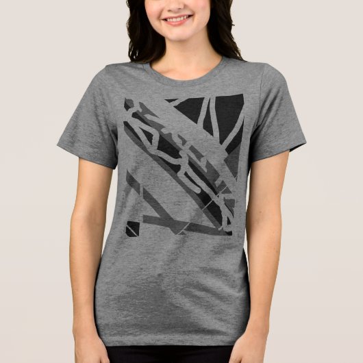 Grau-schwarze Diagonal-Formen Abstrakt Art MCM Loo Tri-Blend Shirt (Vorderseite)