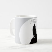 Grau schwarze Pop-Art-Führungs-Wolfheulen Kaffeetasse (Vorderseite Links)
