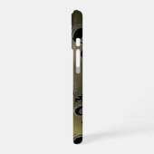 GRAU SCHWARZER DAMAST-EDELSTEIN-MONOGRAMM Floral iPhone 16 Hülle (Linke Seite)