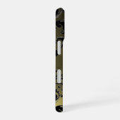 GRAU SCHWARZER DAMAST-EDELSTEIN-MONOGRAMM Floral iPhone 16 Hülle (Rechte Seite)