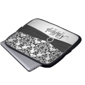 Grau-schwarzer Damast mit IMITAT Ribbon-Notebooksc Laptopschutzhülle (Vorne Knopf)