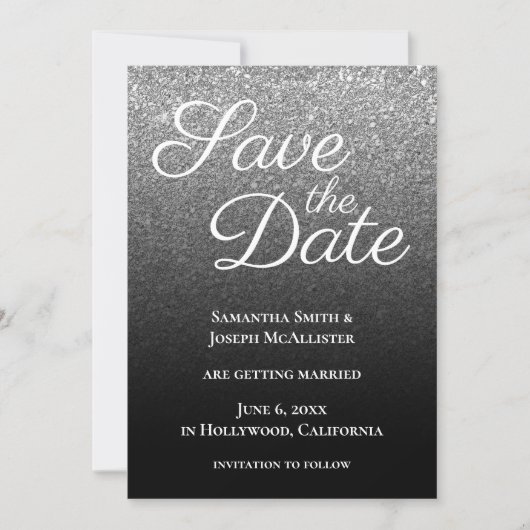 Grau Schwarzer Moderner Gradient Save The Date (Vorderseite)