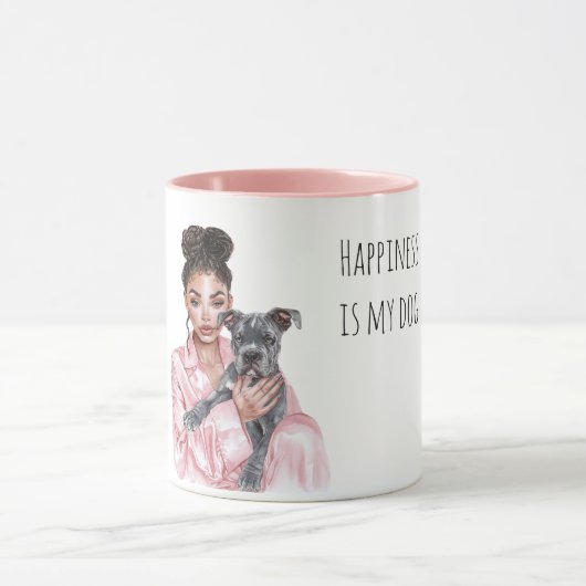 Grau Schwarzer Welpe Schwarze Hundefrau Mama Tasse (Zentrum)