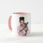 Grau Schwarzer Welpe Schwarze Hundefrau Mama Tasse (Vorderseite Links)