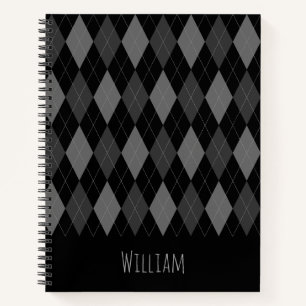 Grau-schwarzes Argyll-Muster-Notizbuch Notizblock