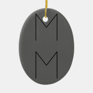 Grau Schwarzes Bold Monogramm Moderne Initialen Keramik Ornament