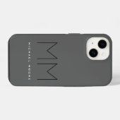Grau Schwarzes Fettdruck-Monogramm Moderne Ihre Na iPhone Hülle (Rückseite (Horizontal))